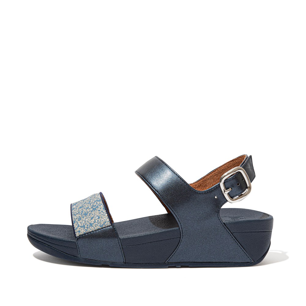 Fitflop Womens Sandals Navy - Lulu Shimmer Back-strap - 48SDBLFNX